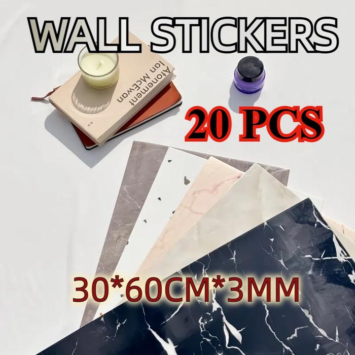 20 PCS Wallpaper Dinding 30 60 Cm Marbel Granit Vinyl Stiker Dinding Bilik Tidur