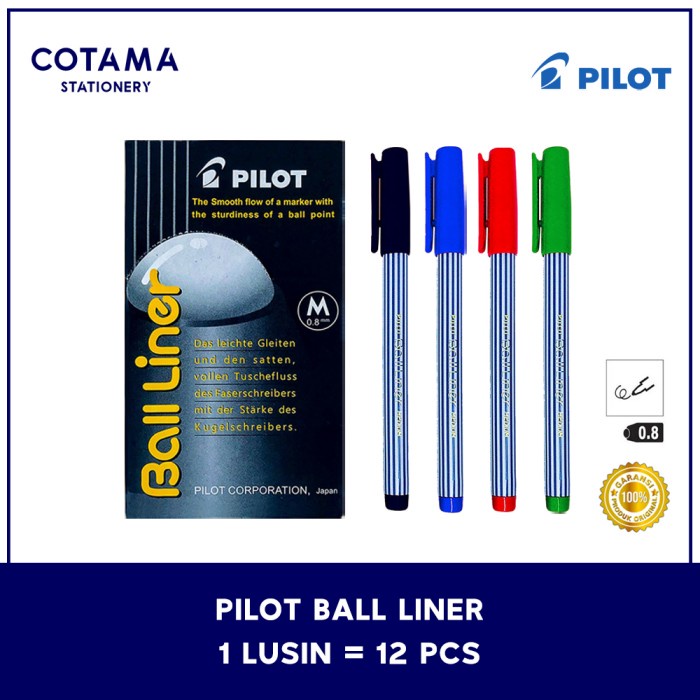 

Pulpen Pilot Balliner / Bolpoin Ball Liner 0.8 mm - 1 lusin isi 12 pcs