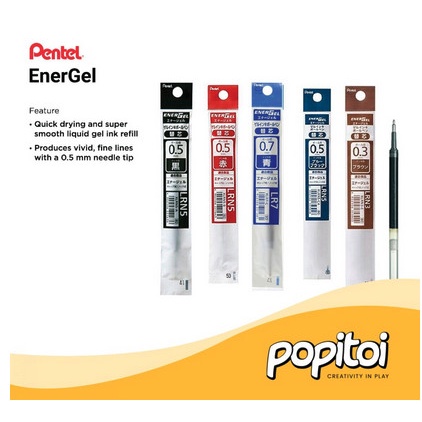 

JTTOP" PENTEL ENERGEL REFILL XLR SERIES XLRN 0.3 0.4 0.5 0.7 1.0 MM PEN PULPEN ISI ULANG BOLPEN LRN