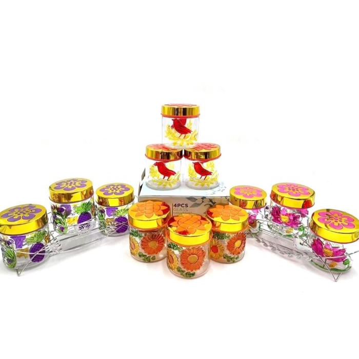 SALE PROMO HS - TOPLES KACA MOTIF SET 3PCS + 1 KERANJANG / TOPLES LEBARAN 3 PCS / TOPLES KUE KEDAP