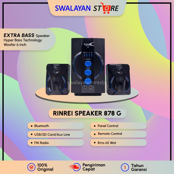 terbaru  rinrei - speaker bluetooth multimedia sr-878g garansi 1 tahun ready