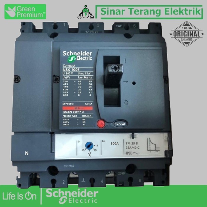 MCCB Compact NSX100F TM25D 36kA 4P 25A LV429646