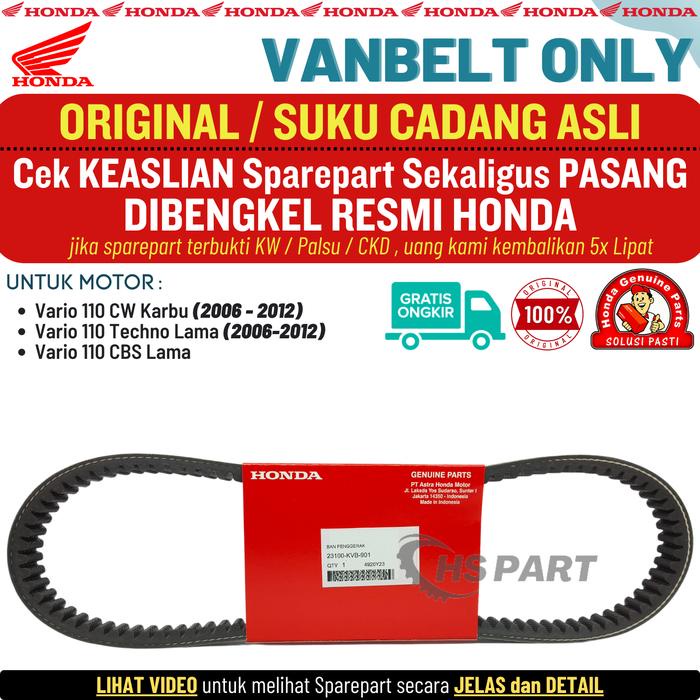 Diskon Vanbelt Vario 110 Karbu Original Honda , Vanbelt Vario Techno 110 Original , Vanbelt Vario