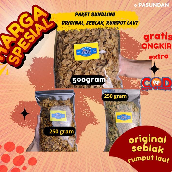

[bundling] camilan baby fish crispy original 500 gram seblak 250 gram rumput laut 250 gram Snack