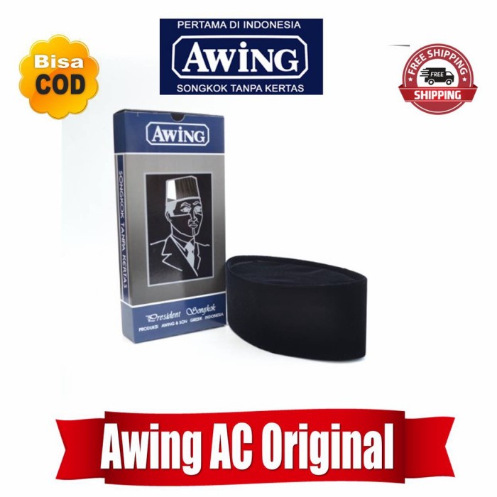 Songkok Peci Kopyah Hitam Awing Original merk AWING