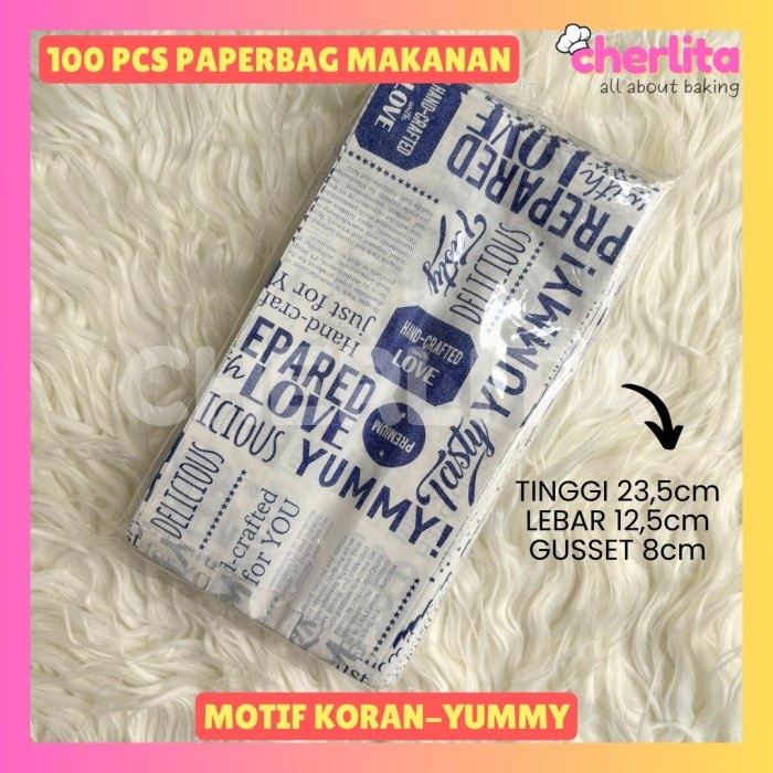 Paper Bag Kantong Kertas Roti Ayam Goreng Brown Motif Kantong Makanan