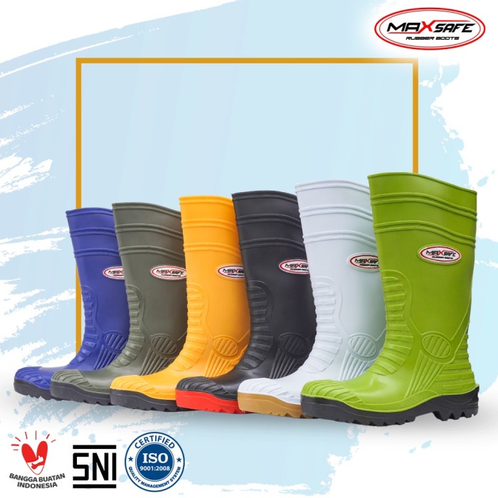 Sepatu Boot Karet Safety Tahan Air Toyobo & MaxSafe