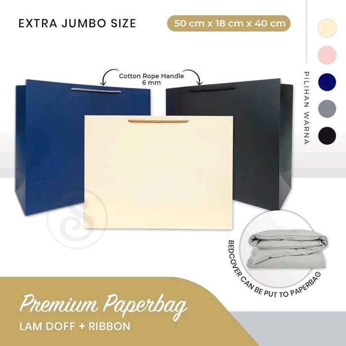 Premium Paper Bag EXTRA JUMBO/Kantong kado uk. P50 x L18 x T40 cm Biru Hitam