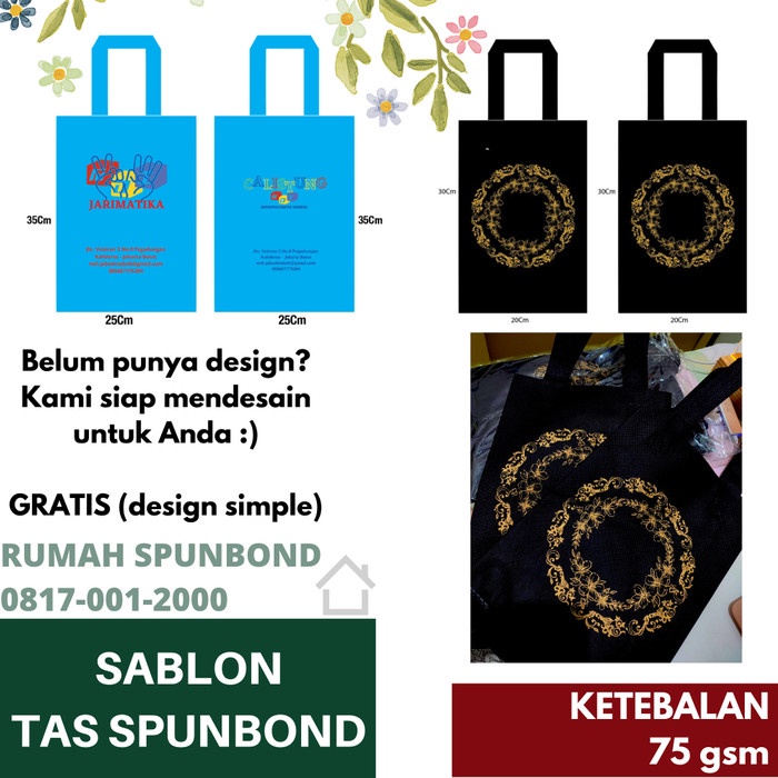 CUSTOM SABLON TAS SPUNBOND BERBAGAI UKURAN, PENGERJAAN CEPAT
