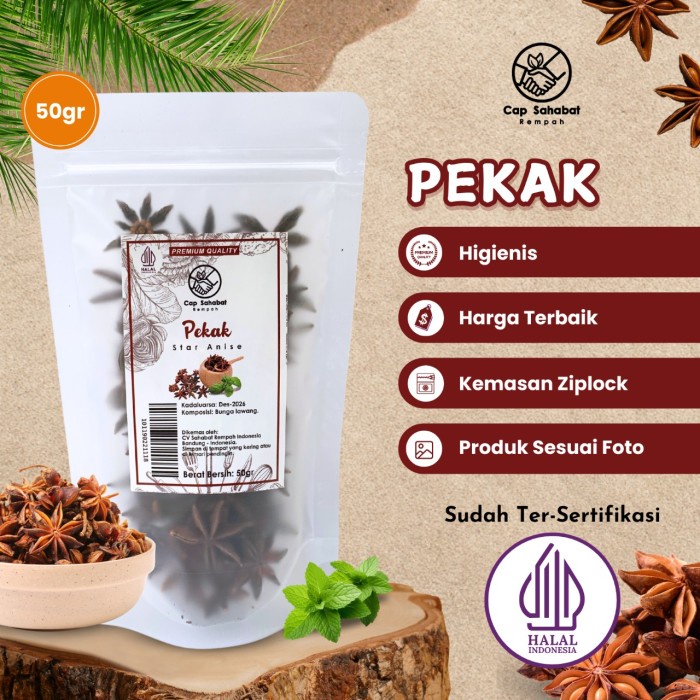 

Sale! 50Gr Pekak / Bunga Lawang / Star Anise 100% Premium