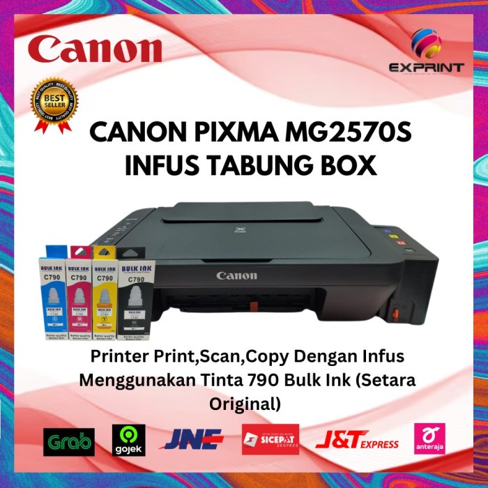 Printer Canon MG2570s + Infus Tabung Box Tinta Bulk Ink