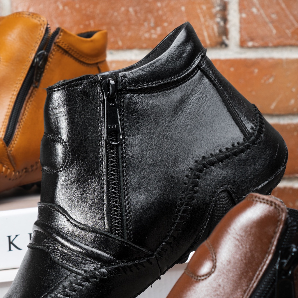 HOT PRODUCT Moralist - Sepatu Boots Casual Pria Kulit Asli Boots Zipper DP