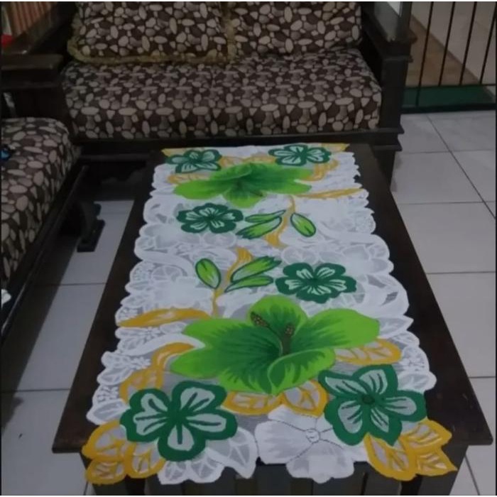 TAPLAK MEJA RUANG TAMU / TAPLAK MEJA MINIMALIS MOTIF BUNGA BESAR / TAPLAK MEJA TAMU MODERN Taplak