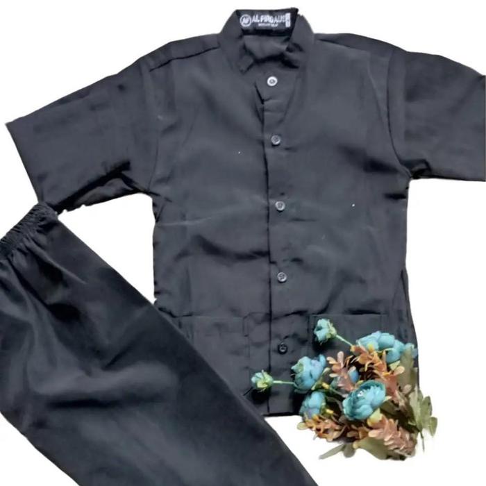 BIG SALE Setelan Baju Adat Pangsi Kampret Anak Laki-laki Usia 1-15 Tahun AK Fashion - Kancing Hitam