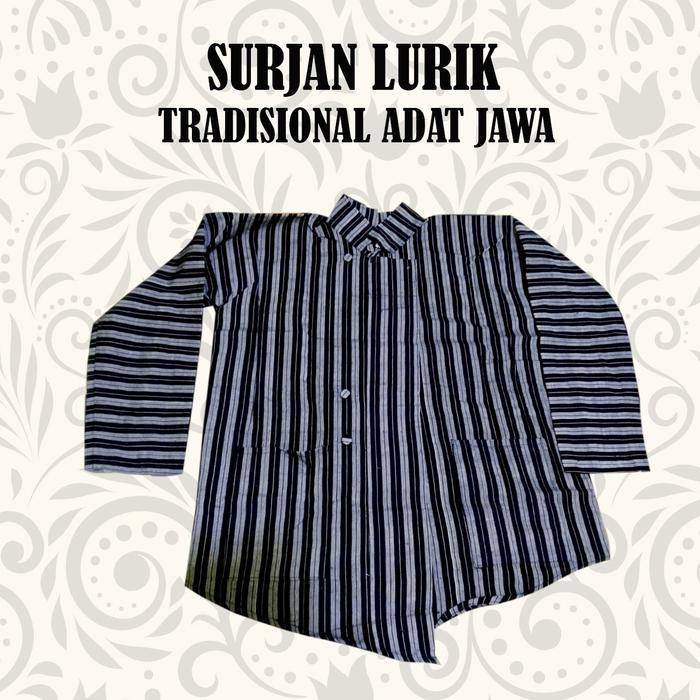 BERGARANSI Baju Surjan Lurik Pria Pakaian Adat Tradisional Jawa Bahan Tenun Baju Surjan Sorjan Baju
