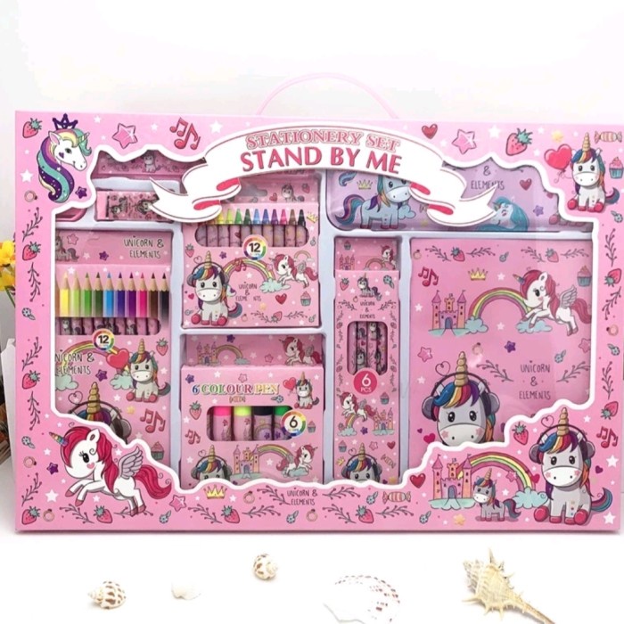 

Paket alat tulis set unicorn stationery set anak motif unicorn pink