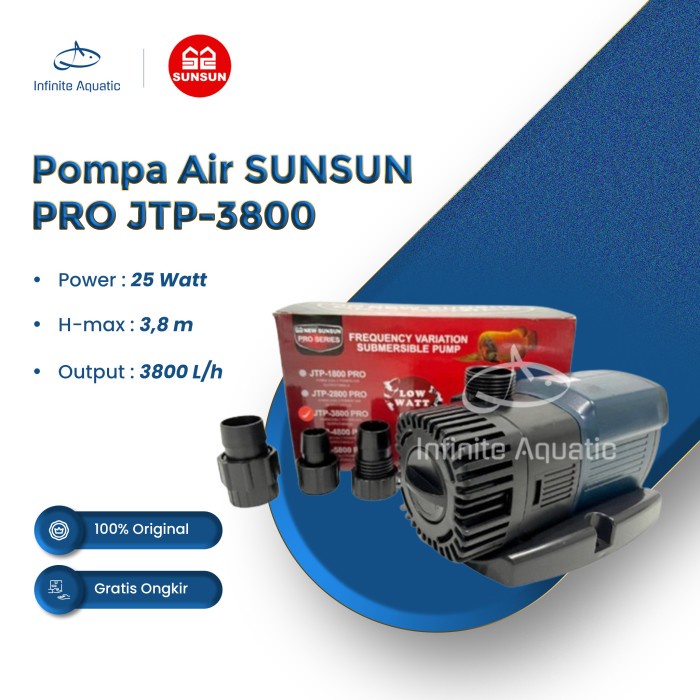 Pompa Air SUNSUN JTP-3800/JTP 3800 Pompa/Pumpa Celup Kolam Ikan Low Watt