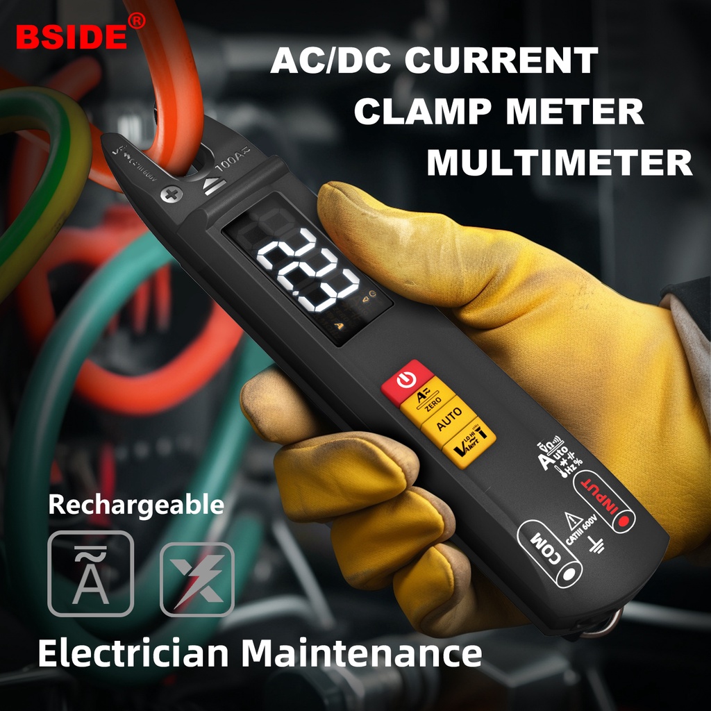 BSIDE U1 USB Charge Fork Clamp Meters Voltmeter Auto Range 100A AC DC Current Clamp Voltage Meter Tr