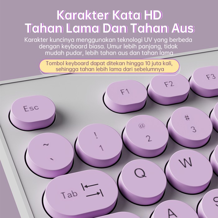 OLYPS Keyboard & Mouse Wireless Set Portable Full Size Color Set Bass Button Untuk PC Laptop