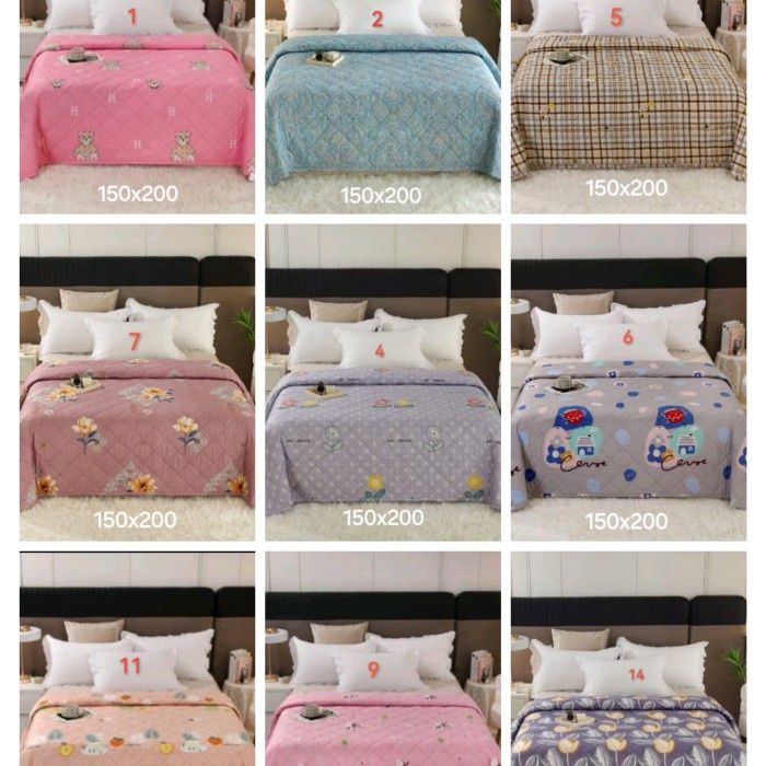Selimut Kain Bedcover Katun Tipis Bordir Halus - Asli