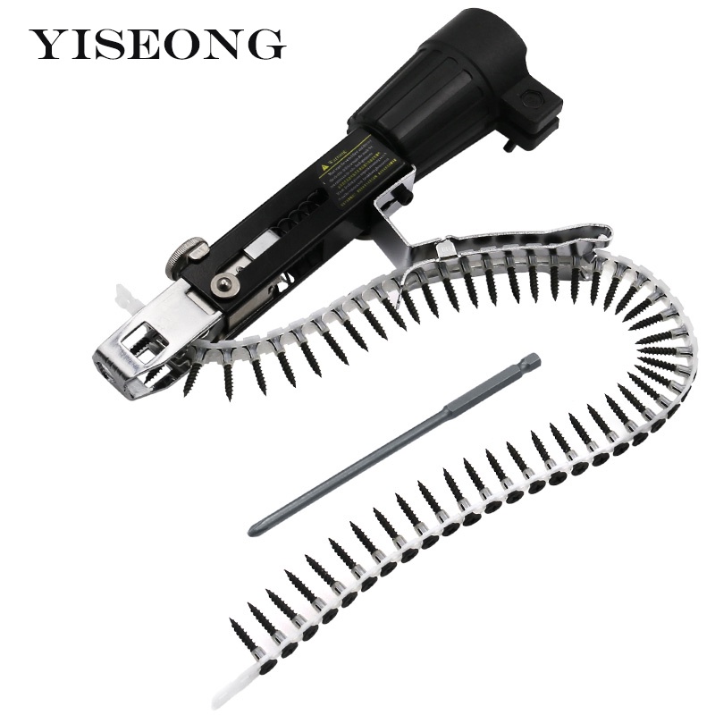 Automatic Chain Nail Gun Adapter Screw Gun for Electric Drill Woodworking Tool Cordless Power Drill 