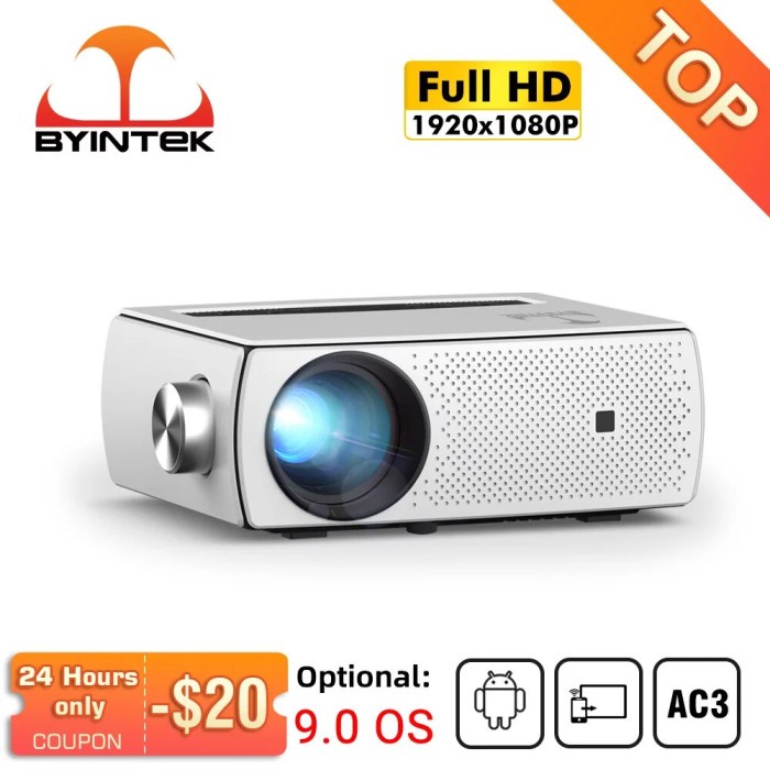 BYINTEK K18 Projector Full HD 1080P LCD Smart Android 9.0 WIFI LED