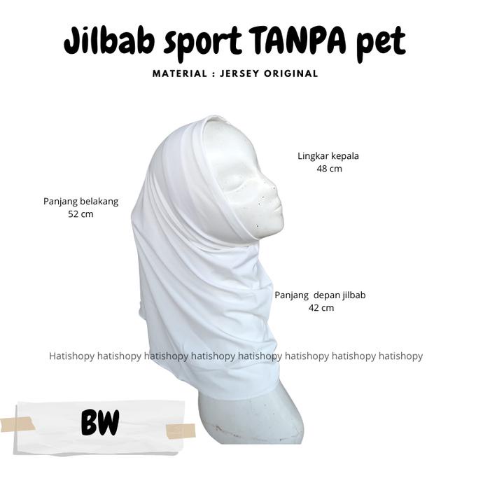 HATISHOPY - Jilbab Sport Olah Raga Non Pet Instan Bahan Jersey Premium / Kerudung Olah Raga Tanpa