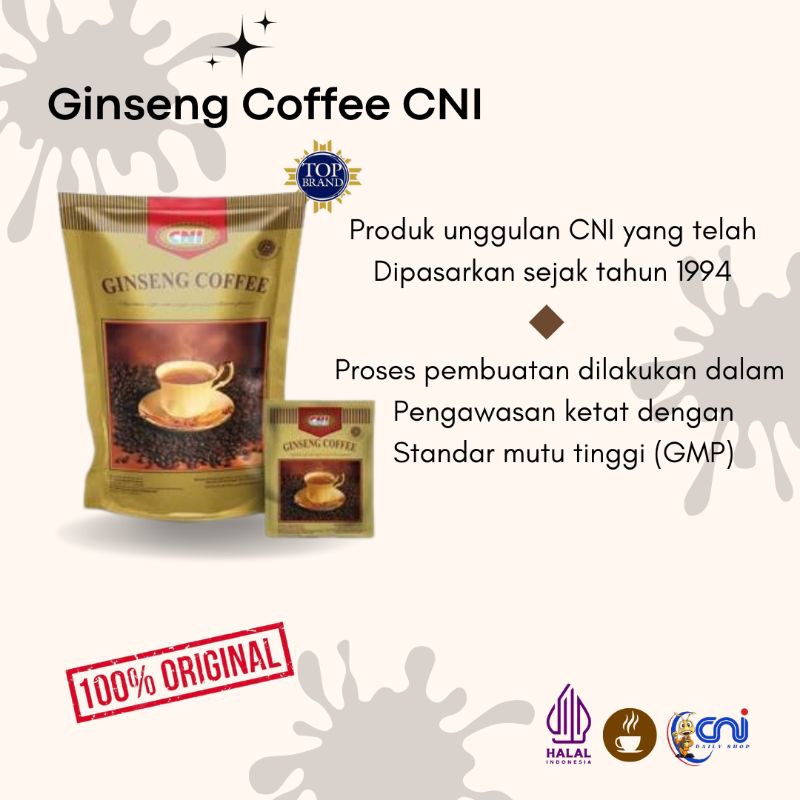 

CNI Kopi Ginseng Original 20 Sachet Meningkatkan Stamina Dan Vitalitas Aman Di Lambung - Kopi Bubuk