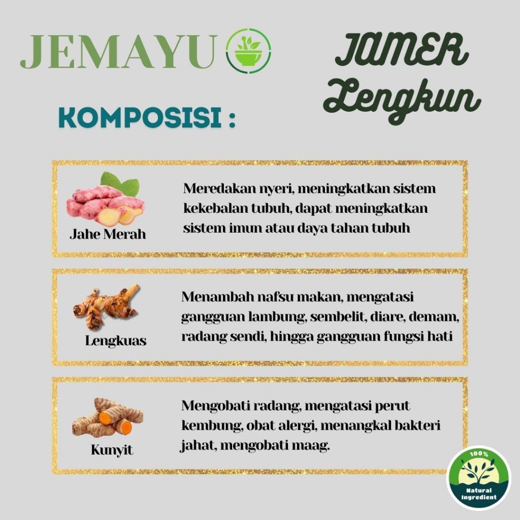 

Jahe Merah Lengkuas Kunyit Sereh Bubuk Murni Gula Aren 100 Gram