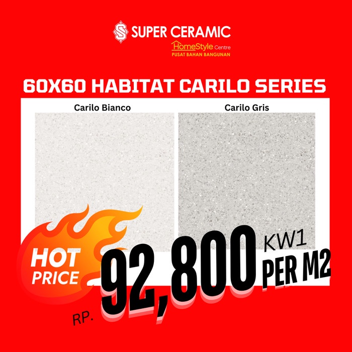 JJyoi- HABITAT 60x60 Keramik Kasar ( isi 4 ) - CARILO BIANCO / CARILO GRIS