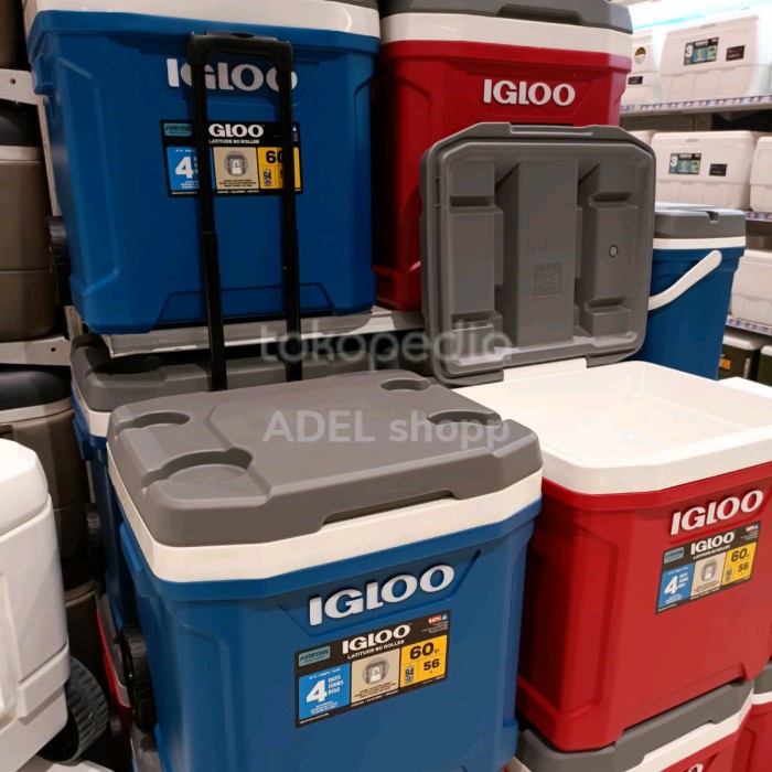 BOX IKAN IGLOO COOLER BOX LATITUDE ROLLER DENGAN GAGANG & RODA 56L