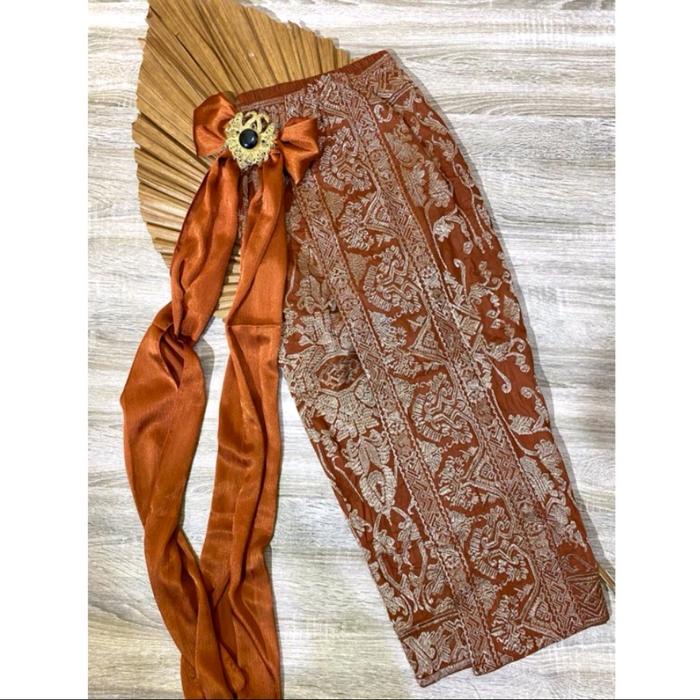 Kamen Bordir Premium Benang Emas V2 Set Sldng/Kamen Jadi/Rok Bali/Songket Ready