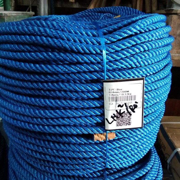 TALI TAMBANG PLASTIK TEBAL 10 MM (METERAN PER 1 METER) WARNA BIRU