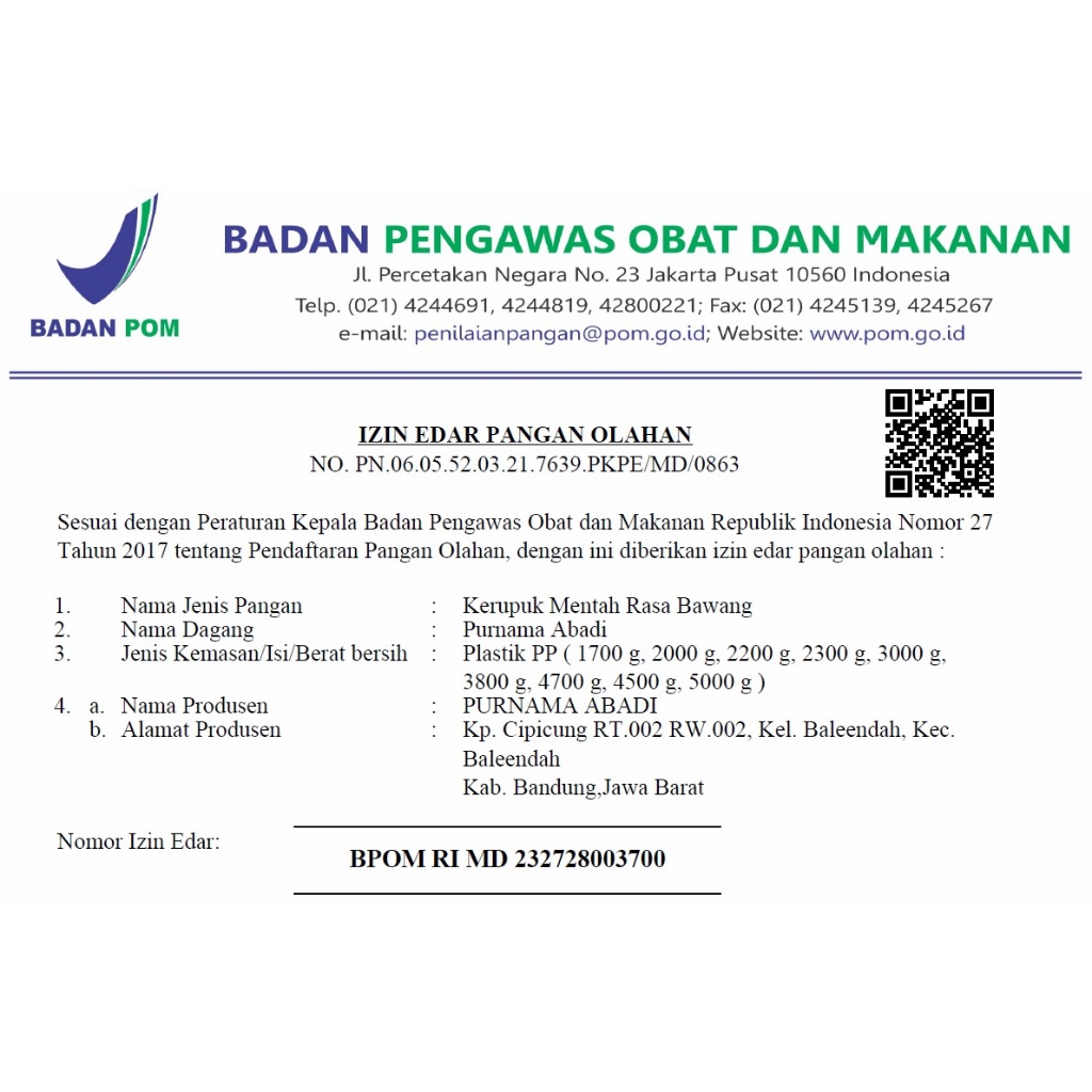 

Kerupuk Mentah Cap Purnama Abadi 5 KG 1 BAL