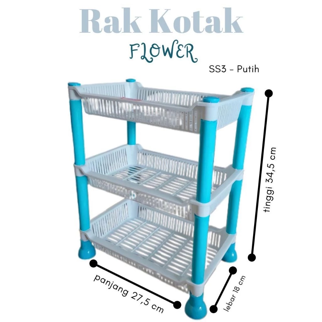 DISKON RAK MINI SEGI 3 SUSUN FLOWER - RAK ORGANIZER BUMBU KOSMETIK ETALASE JUALAN MAKANAN
