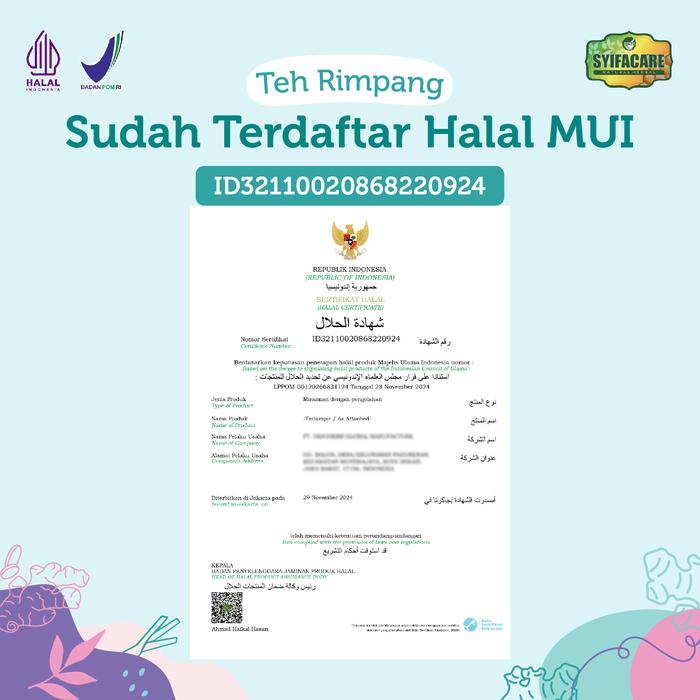 

[Bpom] Paket 6 Pcs Teh Rimpang Syifacare - Minuman Instan Rempah Alami Jahe Kunyit Lengkuas Sereh -