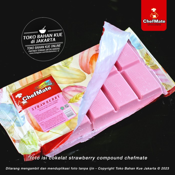 

Ready" Chefmate Coklat Stroberi 100Gr Cokelat Compound Batang Strawberry