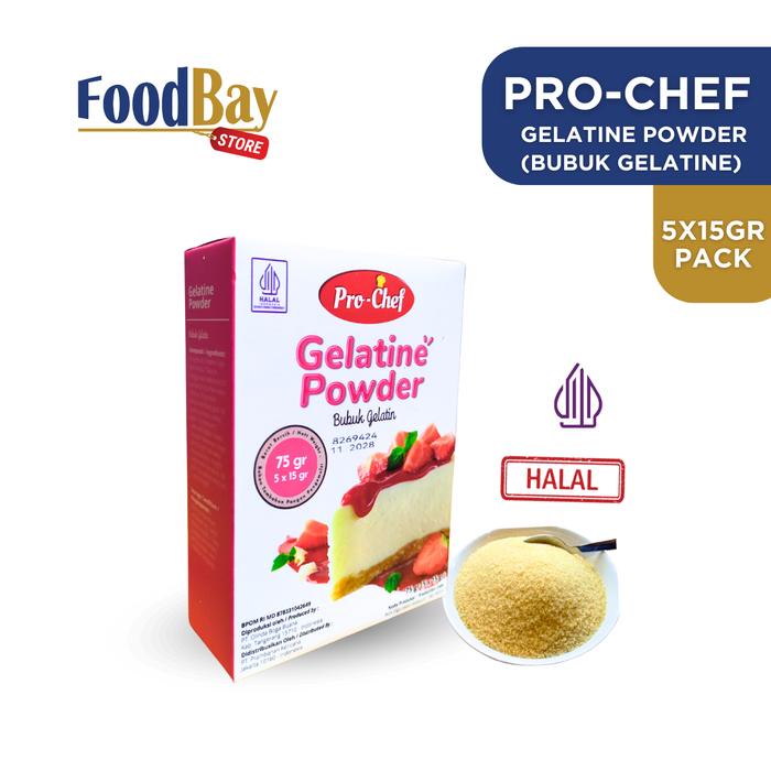 

Ready" Bubuk Gelatin Pro-Chef 5X15 Gr - Kolagen Sapi Halal - Gelatine Powder