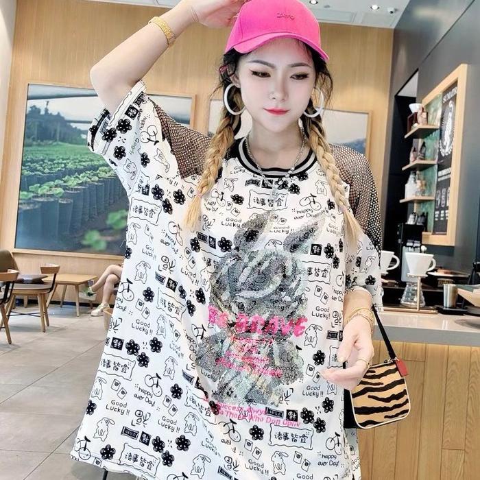 Blink Blouse Glitter Sabrina Motif Top