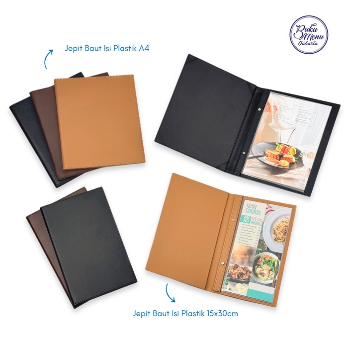 

BARANG TERLARIS Buku Menu Jakarta - Buku Menu Kulit Jepit Baut Isi Plastik A4 & 15x30cm Hitam,