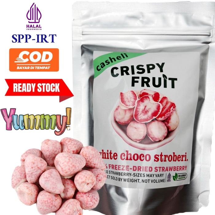 

casheli Crispy Freeze-Dried Chocolate-coated Strawberry Food Snacks 50g Camilan Cokelat Kering
