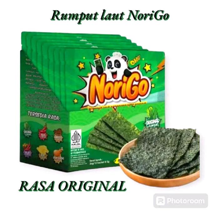 

[ 1 DUS ] Rumput Laut NoriGo Isi 5 Box x 12 pcs - Food Seaweed Snack Kering Cemilan Anak Gurih