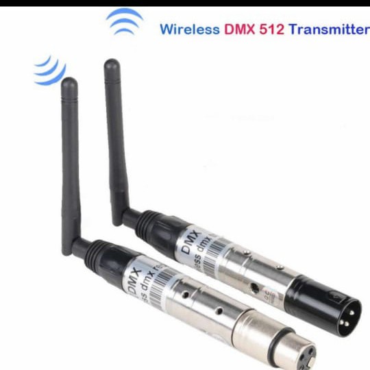 1set wireless dmx 512 receiver dan transmitter + 2 adaptor