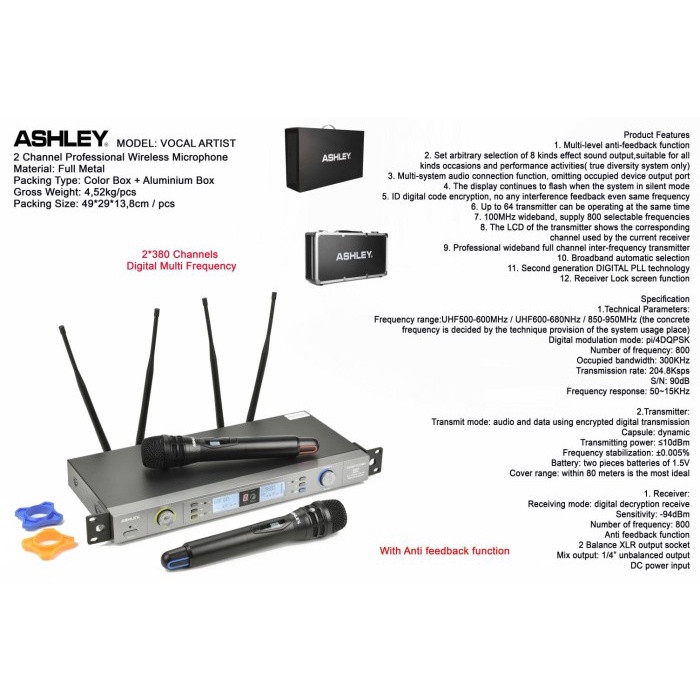 MIC Wireless ASHLEY New Vokal VOCAL Artis ARTIST UHF + KOPER HARDCASE