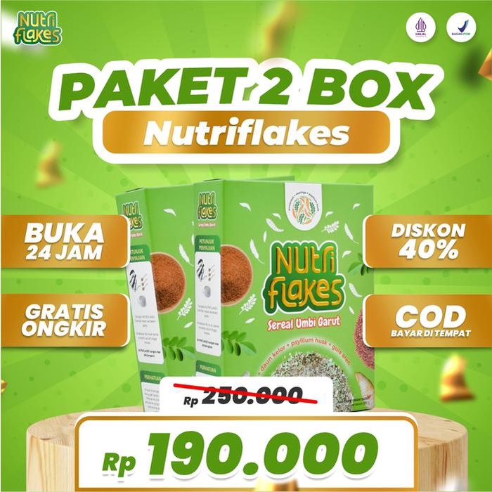 

Diskon Nutriflakes 2 Box- Sereal Umbi Garut Untuk Bantu Masalah Lambung Cod