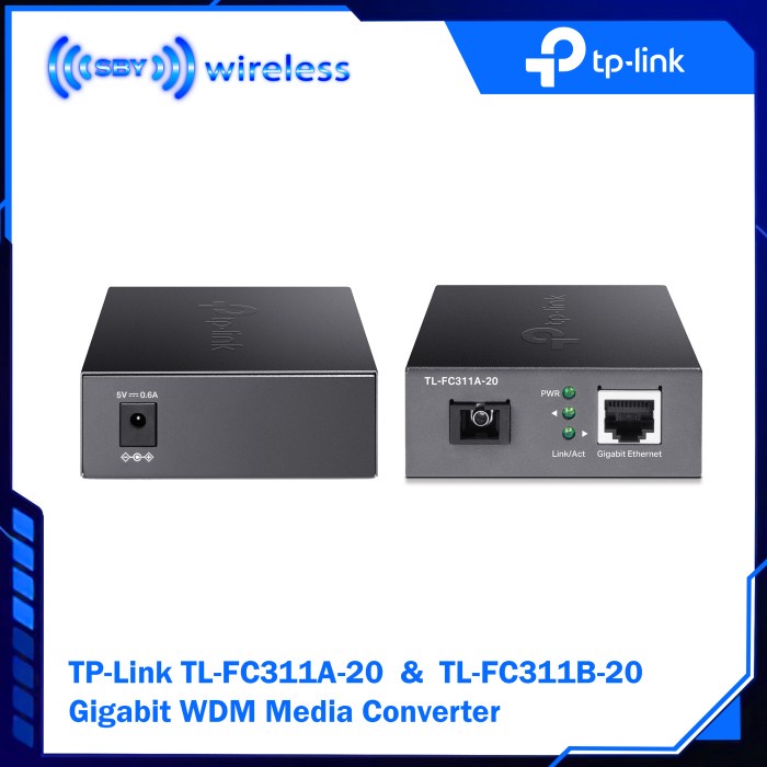 Ready Tplink Tl-Fc311A-20 Plus Tl-Fc311B-20 Media Converter Fo Tolan Gigabit