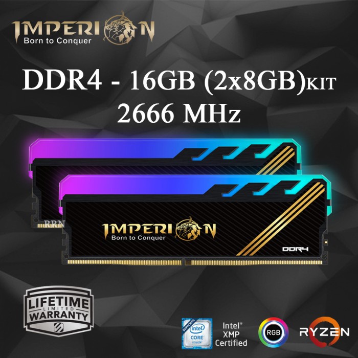 RAM IMPERION RGB DDR4 16GB (2X8GB) 2666MHz KIT RAM PC RGB GAMING RESMI
