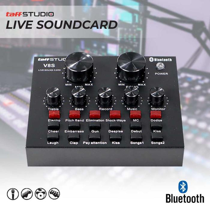 TaffStudio - ZLive - Audio USB External Soundcard V8 V8S V8 PRO Live Broadcast Microphone Headset -