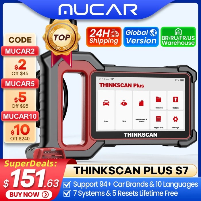 THINKCAR Thinkscan Plus S7 S4 Obd2 Scanner Car Diagnostic Tools