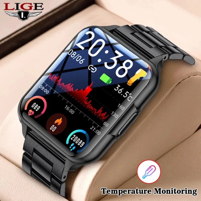 LIGE Smartwatch Body Temperature Monitoring IP68 Waterproof Watch